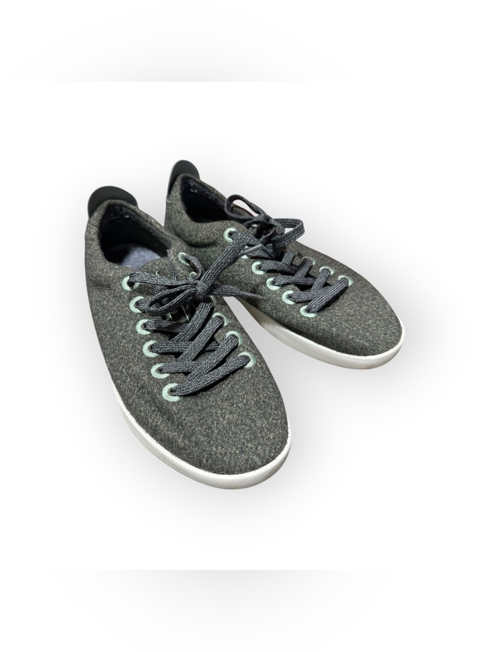 ALLBIRDS wool pipers grey green Casual Gray Knit Lace-Up Sneakers